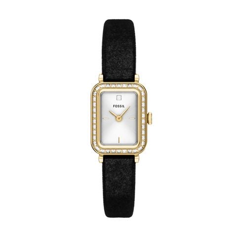 Đồng hồ Nữ Fossil Raquel, 18MM, dây da, màu đen, mặt vàng, thép không gỉ ES5437