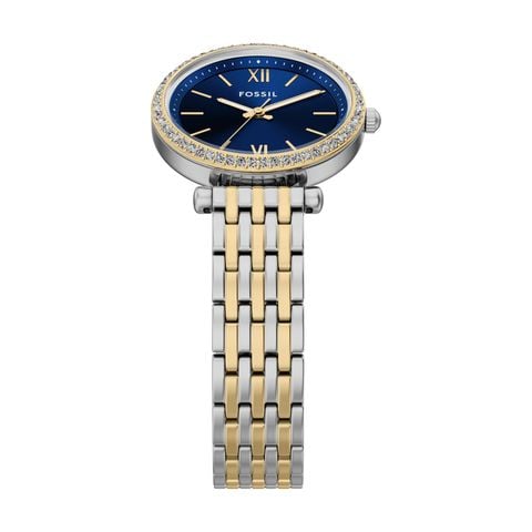 Đồng hồ Nữ Carlie dây Thép không rỉ màu hai tông mặt màu Xanh 28 MM ES5438