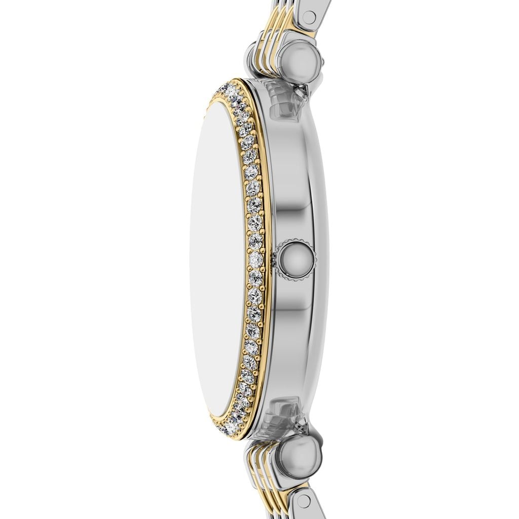 Đồng hồ Nữ Carlie dây Thép không rỉ màu hai tông mặt màu Xanh 28 MM ES5438