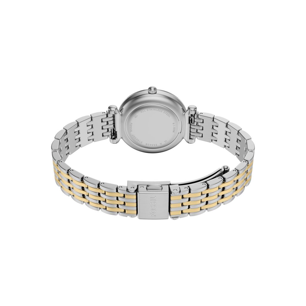 Đồng hồ Nữ Carlie dây Thép không rỉ màu hai tông mặt màu Xanh 28 MM ES5438