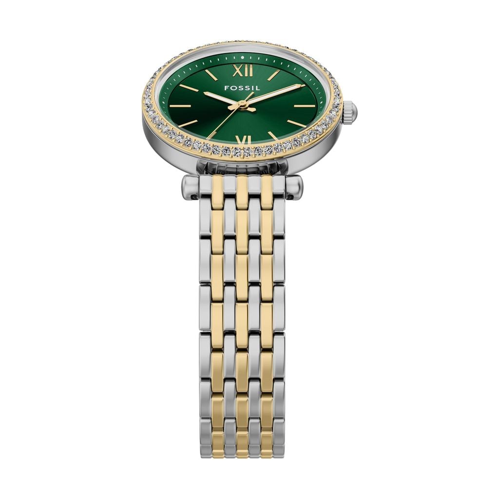 Đồng hồ Nữ Carlie dây Thép không rỉ màu hai tông mặt màu Xanh lá 28 MM ES5439