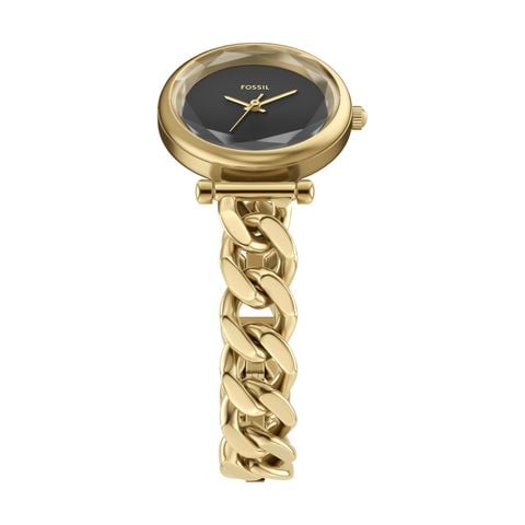 Đồng hồ Nữ Fossil Carlie dây kim loại, màu vàng, mặt  màu đen 28 MM ES5440