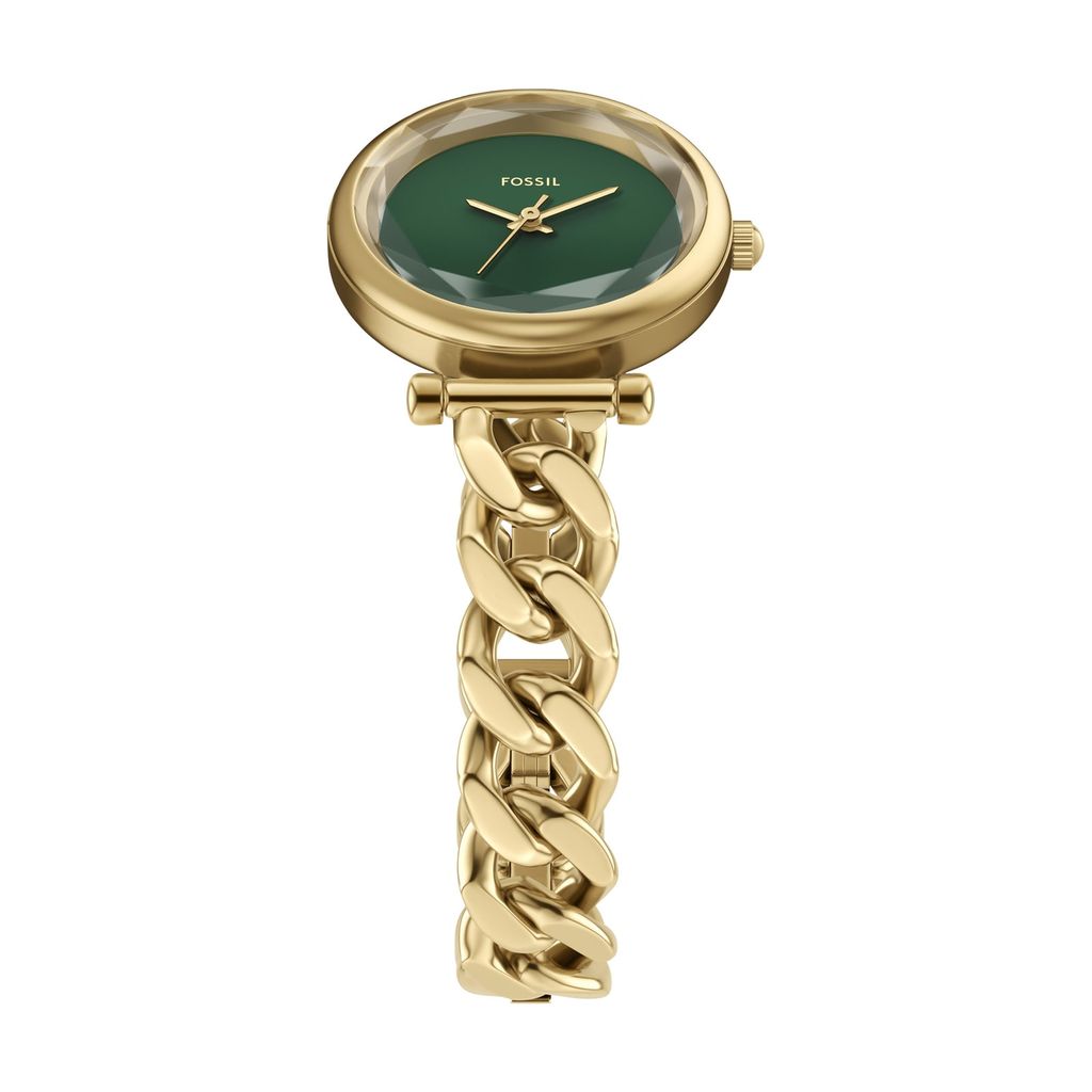 Đồng hồ Nữ Fossil Carlie dây kim loại, màu vàng, mặt  màu xanh lá  28 MM ES5441