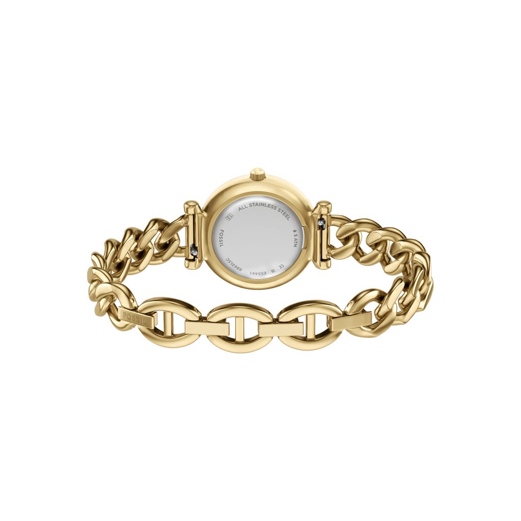 Đồng hồ Nữ Fossil Carlie dây kim loại, màu vàng, mặt  màu xanh lá  28 MM ES5441