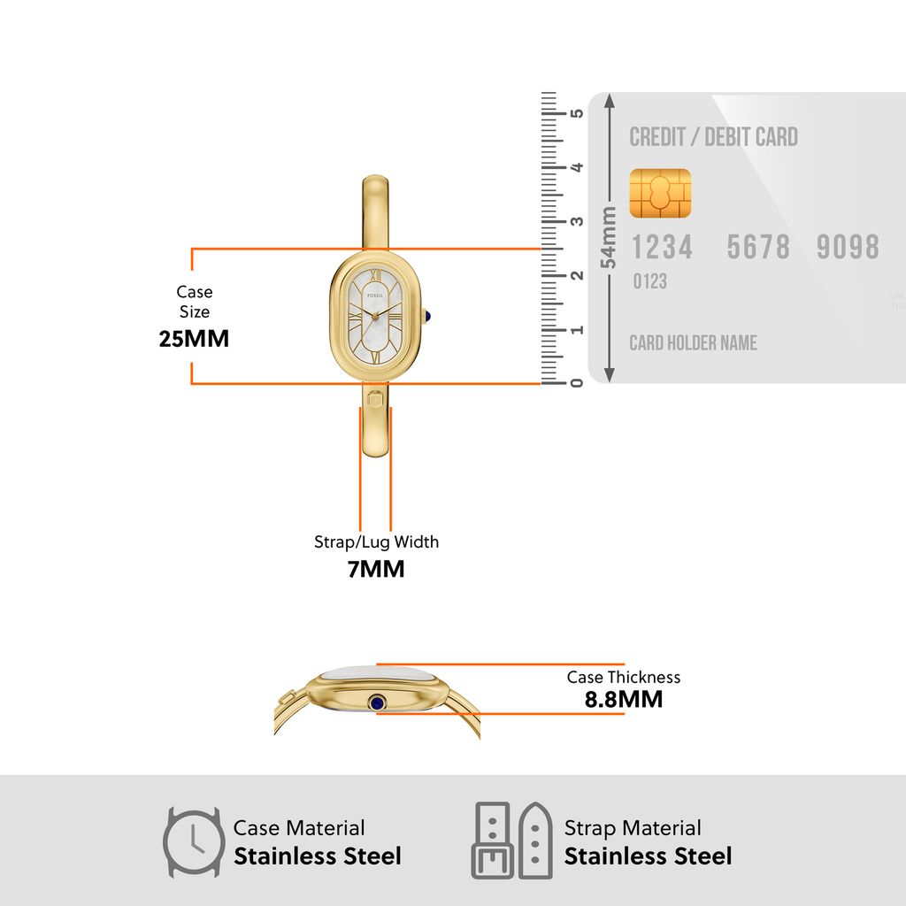 Đồng hồ Nữ Fossil Sloan dây kim loại màu vàng mặt Oval ES5444