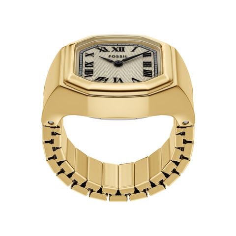 Nhẫn Đồng hồ Nữ Fossil Harlow, 16MM, dây kim loại, màu vàng, mặt Trắng, thép không gỉ ES5446