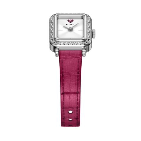 Đồng hồ Nữ Watch Bag Charm dây Da màu Hồng mặt màu Bạc 18 MM ES5466