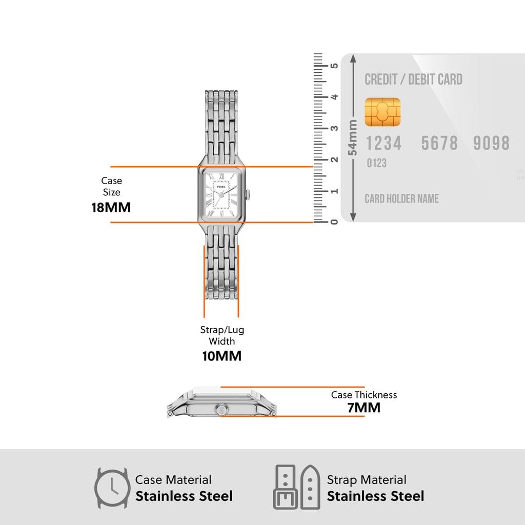 Đồng hồ Nữ Raquel dây Thép không rỉ màu Bạc mặt màu Trắng 18 MM ES5469