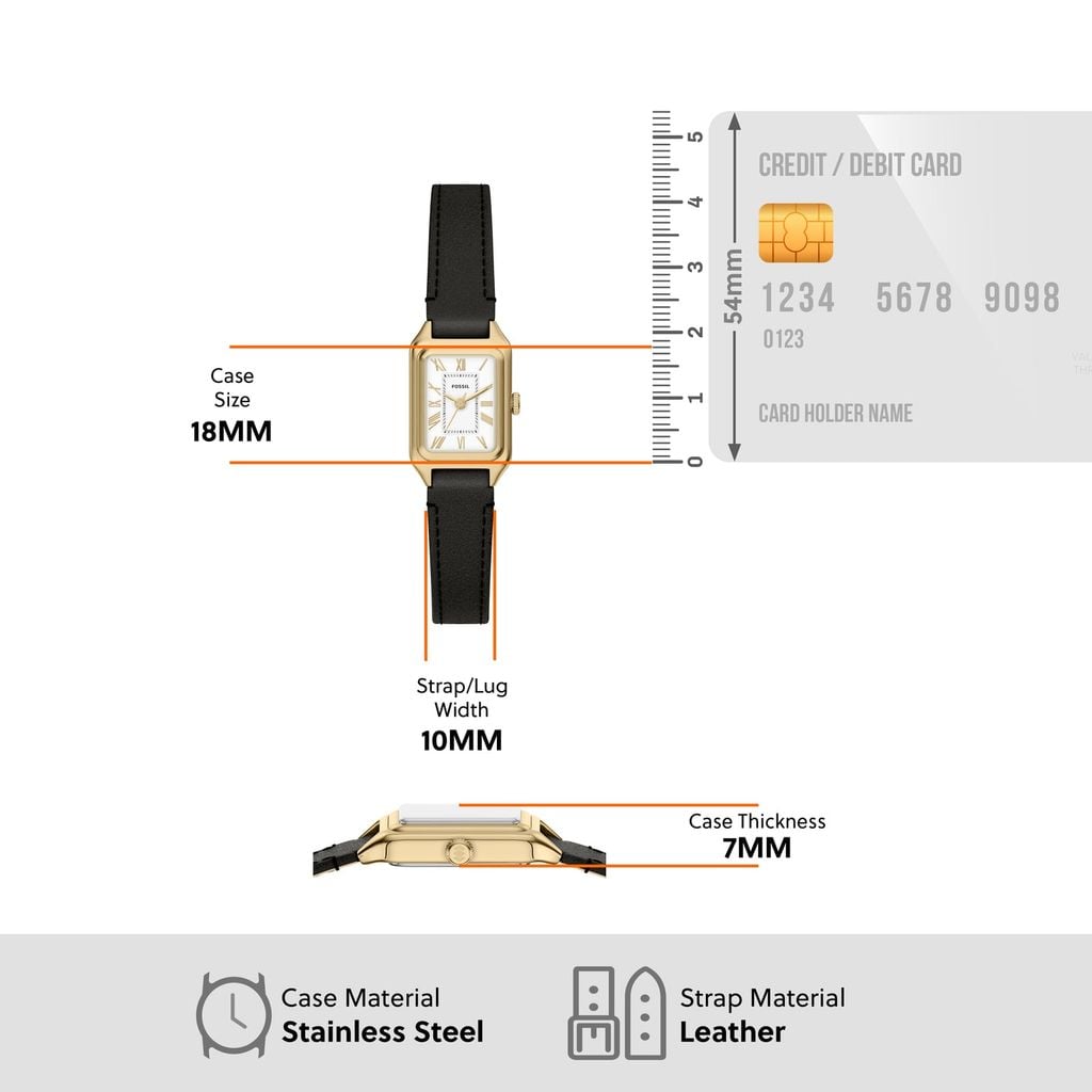 Đồng hồ Nữ Raquel dây Da màu Đen mặt màu Trắng 18 MM ES5470