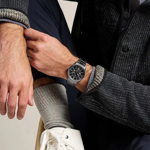 Đồng hồ Nam Pearson Dây thép không gỉ 42 MM, mặt màu đen, FS6136