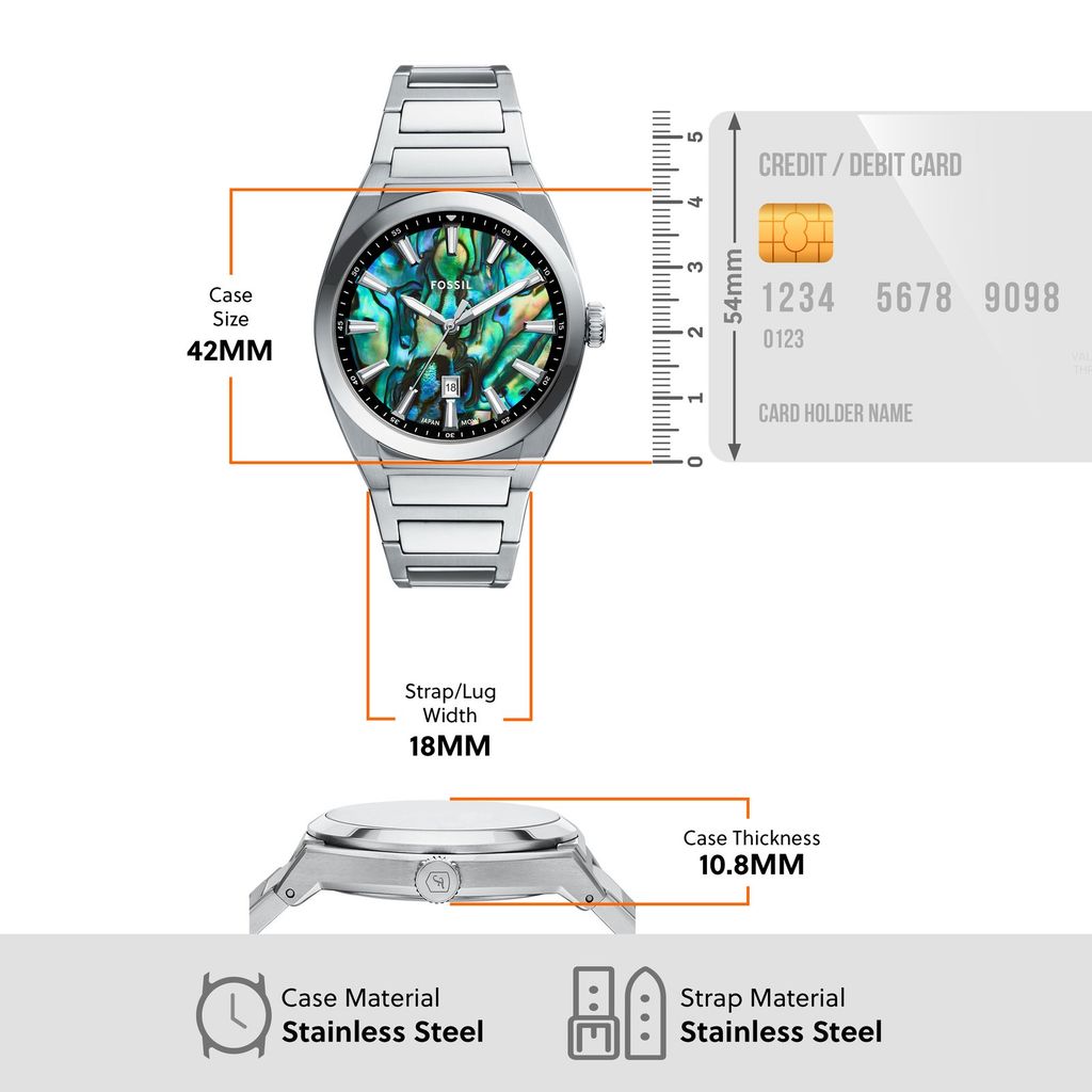 Đồng hồ Nam Fossil Everett dây thép không gỉ 42 MM mặt hai tông màu FS6114
