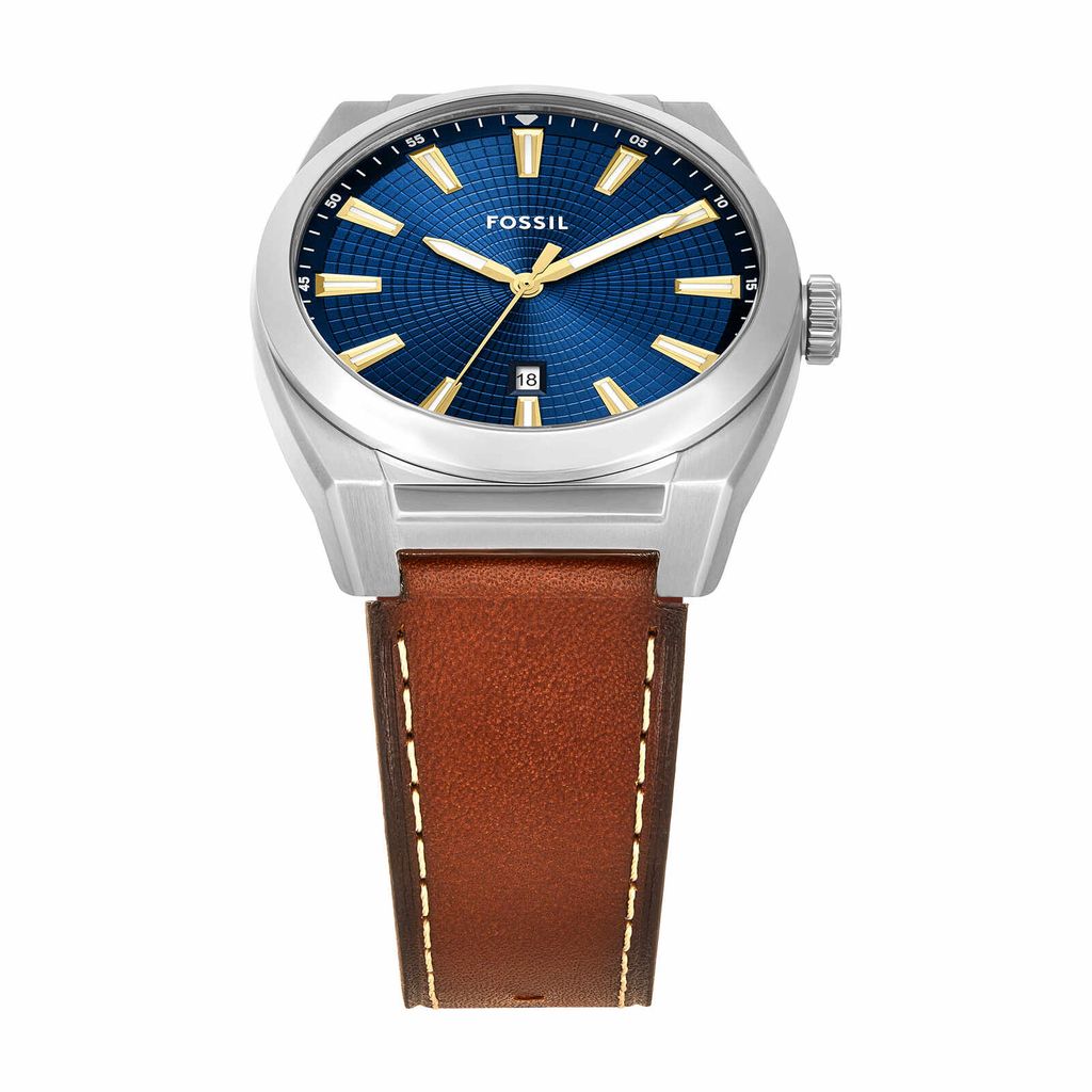 Đồng hồ Nam Fossil Everett dây da 42 MM mặt màu xanh FS6115