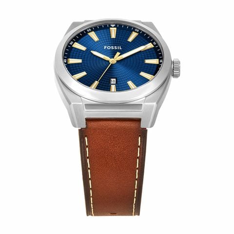 Đồng hồ Nam Fossil Everett dây da 42 MM mặt màu xanh FS6115