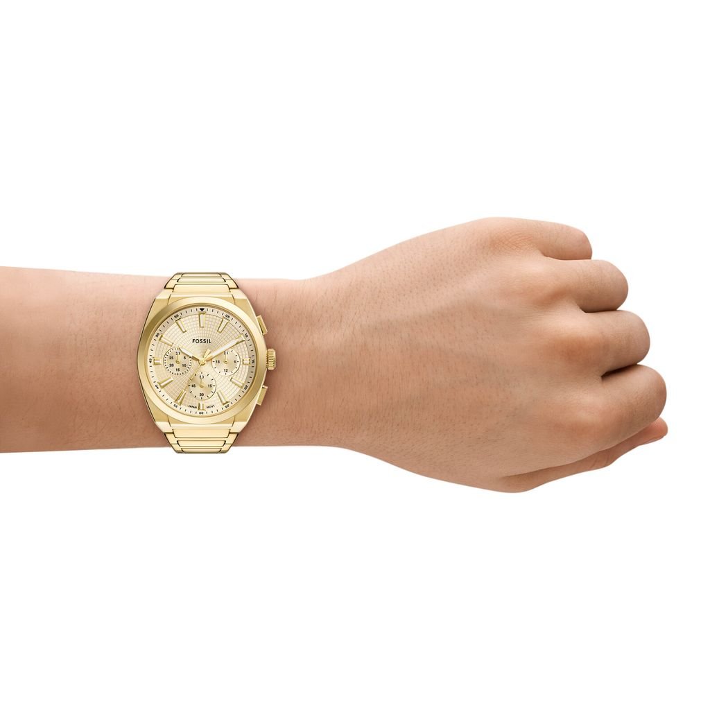 Đồng hồ Nam Fossil Everett  dây thép không gỉ 44 MM mặt màu vàng FS6119
