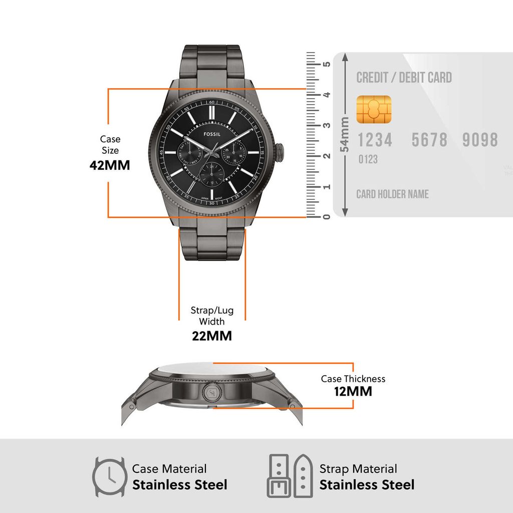 Đồng hồ Nam Pearson Dây thép không gỉ 42 MM, mặt màu đen, FS6136