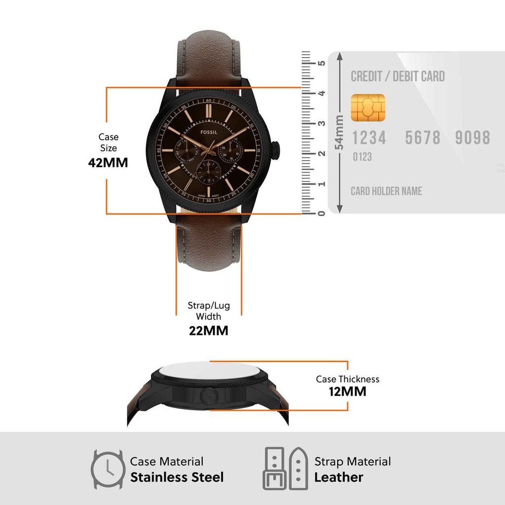 Đồng hồ Nam Pearson Dây Da 42 MM, mặt màu đen, FS6138