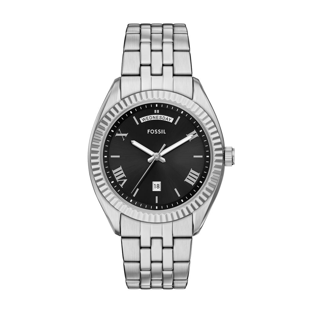 Đồng hồ Nam Fossil Campbell dây kim loại, màu bạc, mặt  màu đen 42 MM FS6139