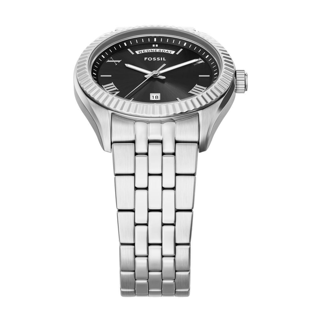 Đồng hồ Nam Fossil Campbell dây kim loại, màu bạc, mặt  màu đen 42 MM FS6139