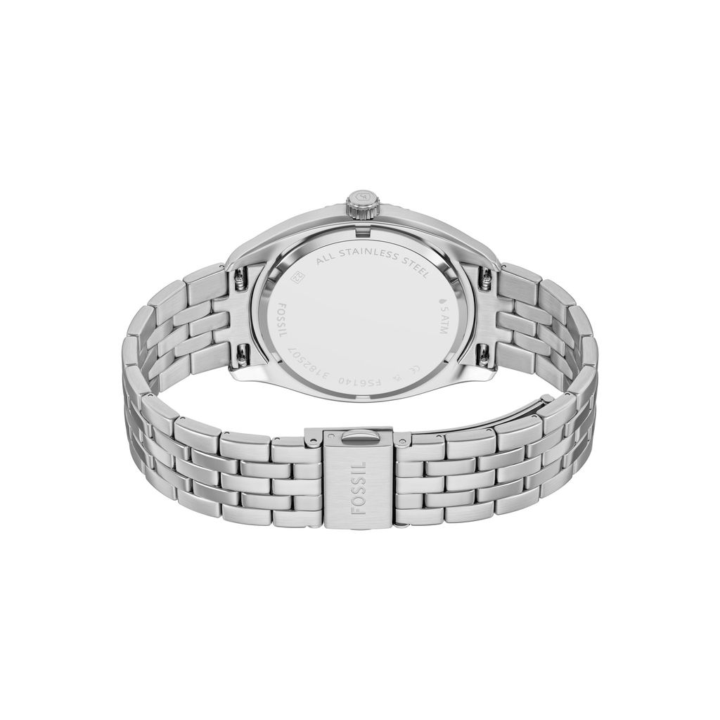 Đồng hồ Nam Fossil Campbell dây kim loại, màu bạc, mặt  màu xanh 42 MM FS6140