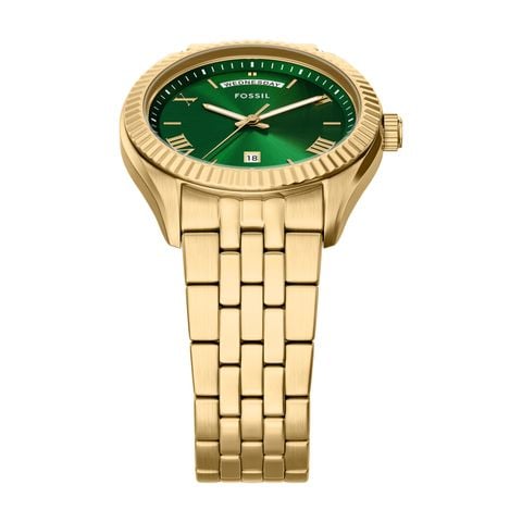 Đồng hồ Nam Fossil Campbell dây kim loại, màu vàng, mặt  màu xanh lá  42 MM FS6142