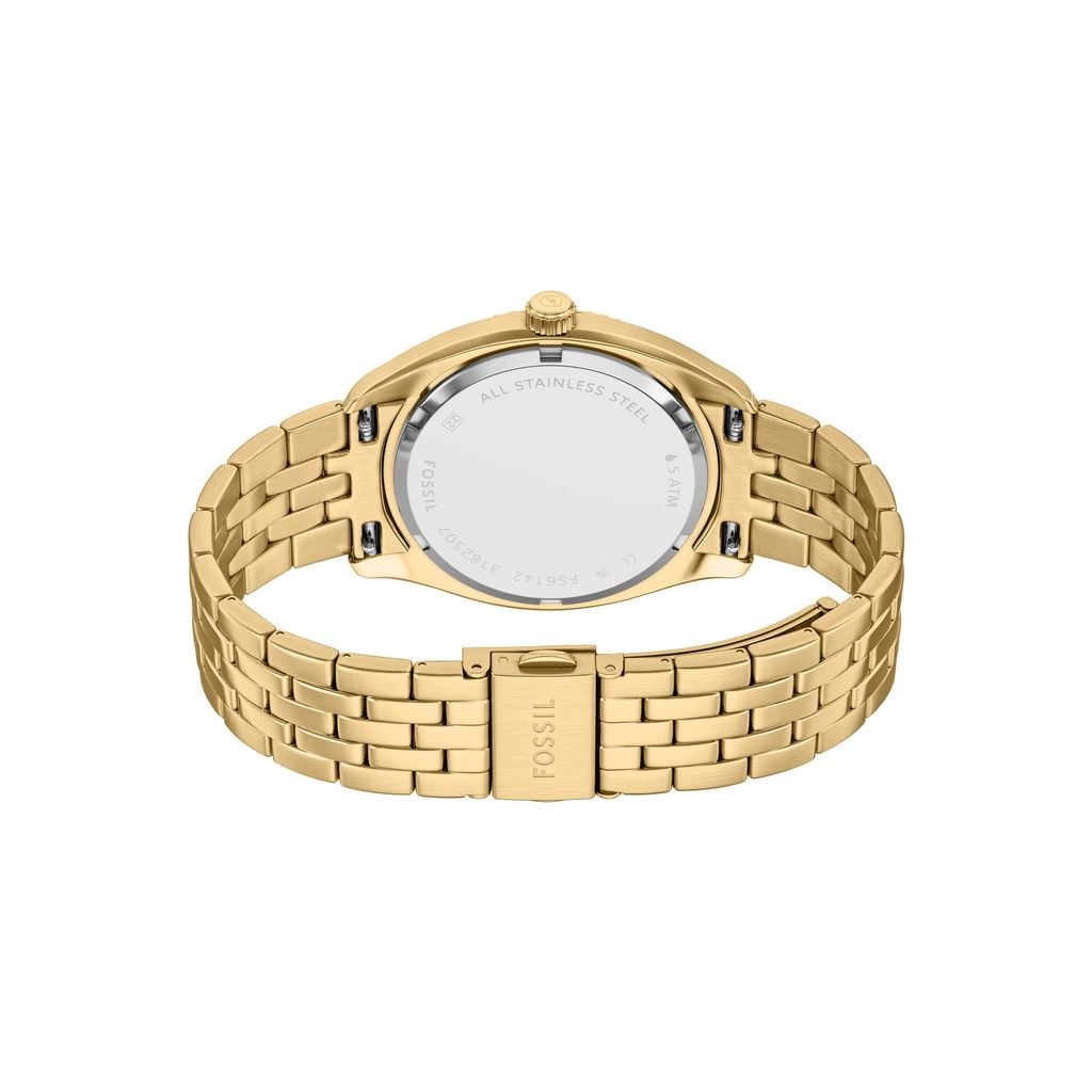 Đồng hồ Nam Fossil Campbell dây kim loại, màu vàng, mặt  màu xanh lá  42 MM FS6142