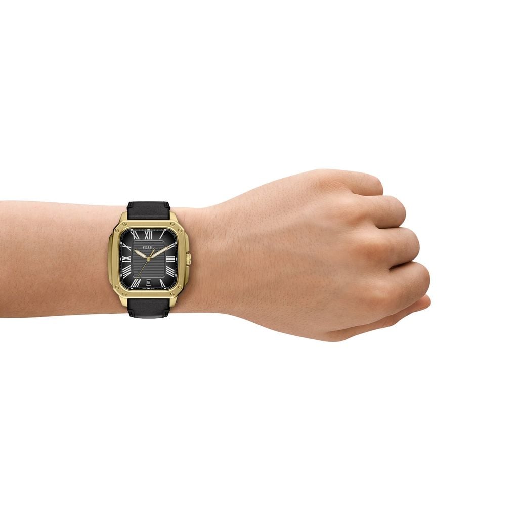 Đồng hồ Nam Crosby - Mặt vuông dây Da màu Đen mặt màu Đen 42 MM FS6151