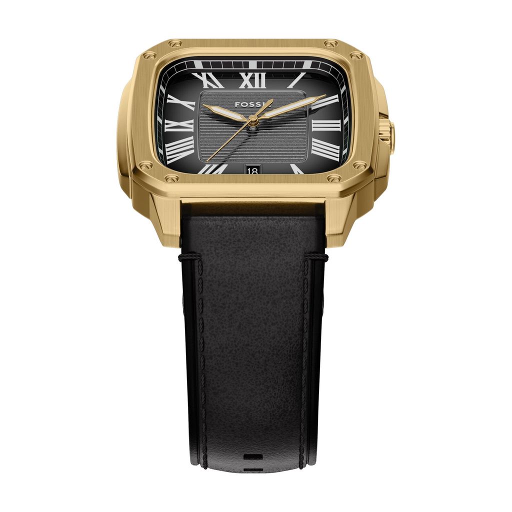 Đồng hồ Nam Crosby - Mặt vuông dây Da màu Đen mặt màu Đen 42 MM FS6151