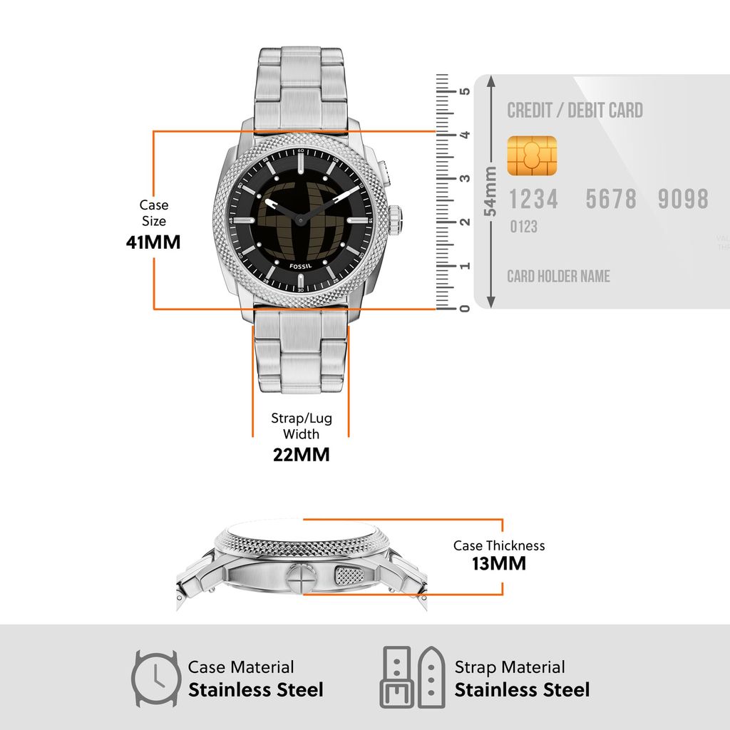 Đồng hồ Fossil  Big Tic Machine Nam dây Thép không rỉ màu Bạc mặt màu Negative Display 41 MM FS6155 - Digital Watch