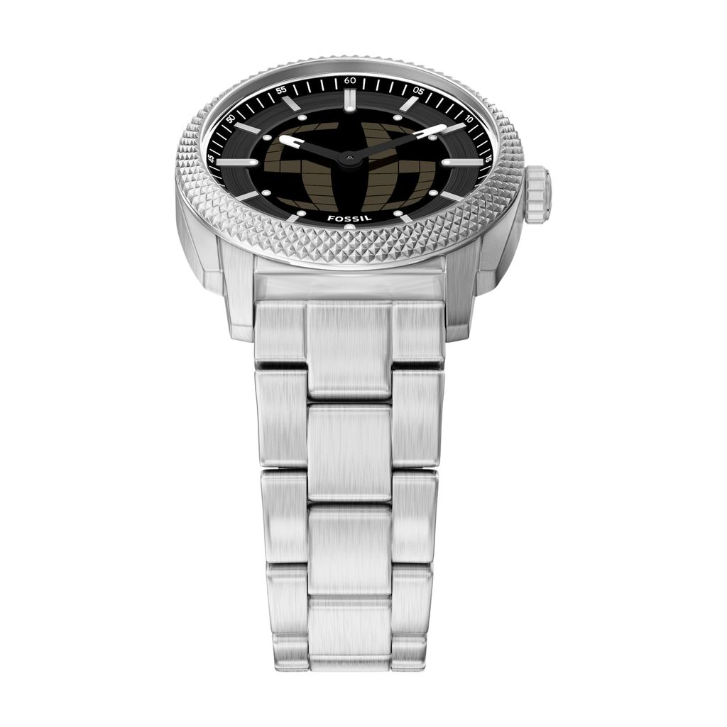 Đồng hồ Fossil  Big Tic Machine Nam dây Thép không rỉ màu Bạc mặt màu Negative Display 41 MM FS6155 - Digital Watch