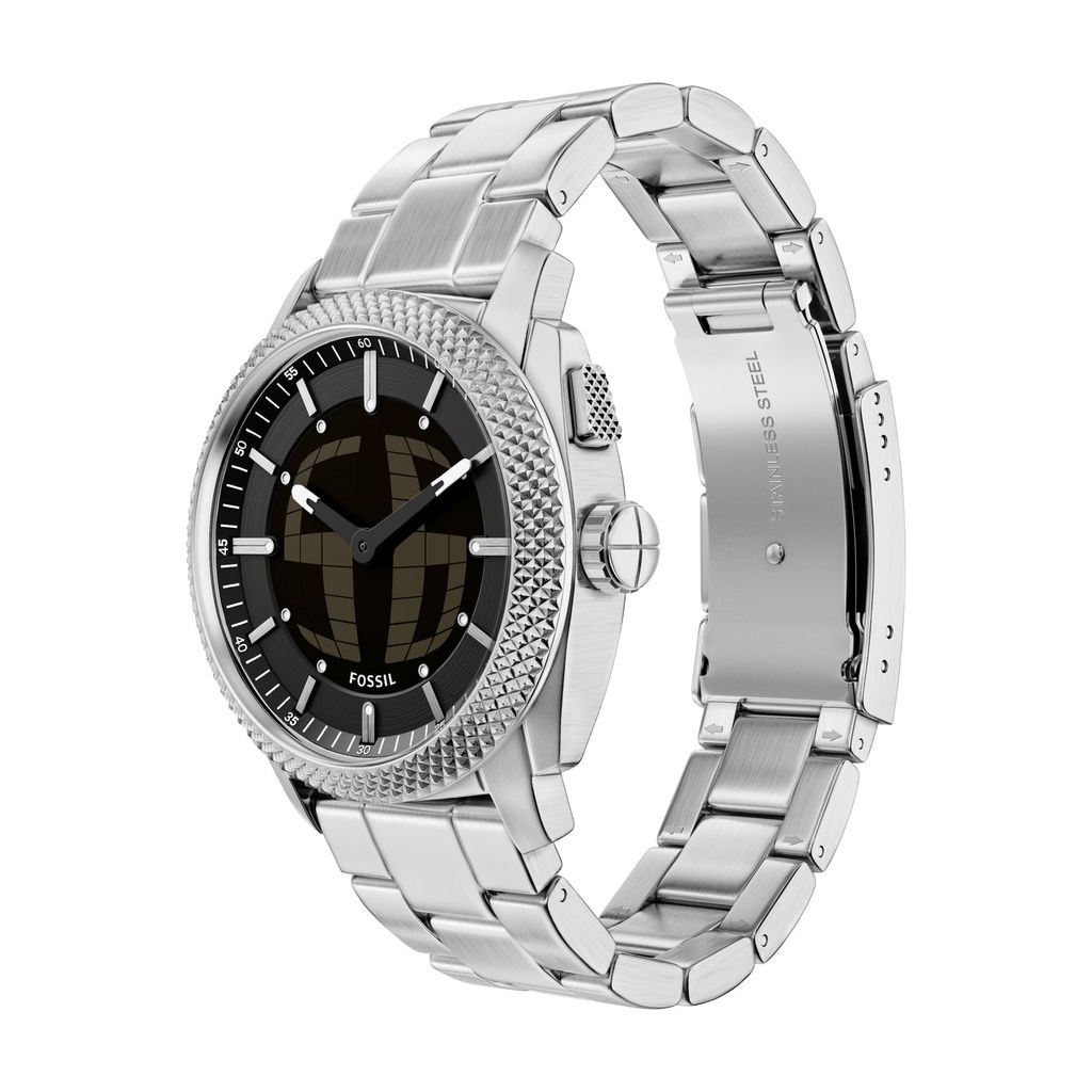 Đồng hồ Fossil  Big Tic Machine Nam dây Thép không rỉ màu Bạc mặt màu Negative Display 41 MM FS6155 - Digital Watch
