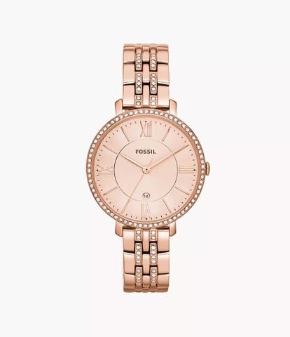 Đồng hồ Nữ Fossil Jacqueline Dây Thép Không Gỉ Mặt Vàng Hồng 36mm ES3546