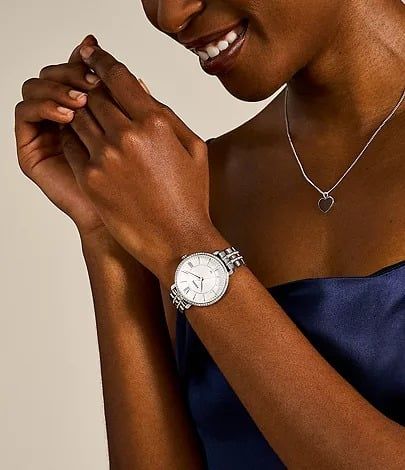 Đồng hồ Nữ Fossil Jacqueline Dây Thép Không Gỉ Mặt Bạc 36mm ES3545