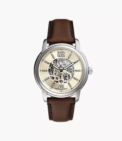 Đồng hồ nam cơ Fossil Heritage Automatic - Dây da nâu, 43MM, ME3264