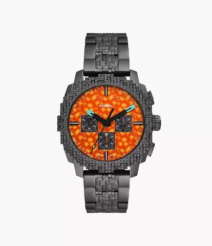 Đồng hồ Nam Minecraft x Fossil Nether Dây Thép không gỉ Mặt Cam 44mm LE1251