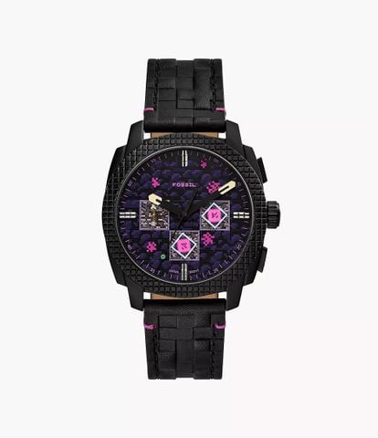 Đồng hồ Nam Minecraft x Fossil The End Dây Da Mặt Tím 44mm LE1252