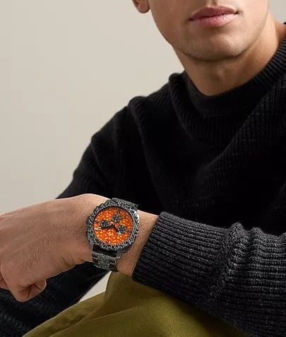 Đồng hồ Nam Minecraft x Fossil Nether Dây Thép không gỉ Mặt Cam 44mm LE1251