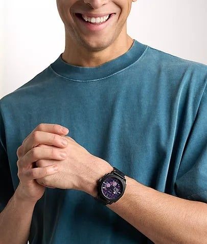 Đồng hồ Nam Minecraft x Fossil The End Dây Da Mặt Tím 44mm LE1252