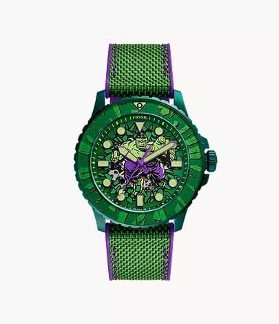 Đồng hồ Nam Automatic Marvel x Fossil Limited-Edition Incredible Hulk Dây Nylon Mặt nhiều màu 45mm LE1246SET