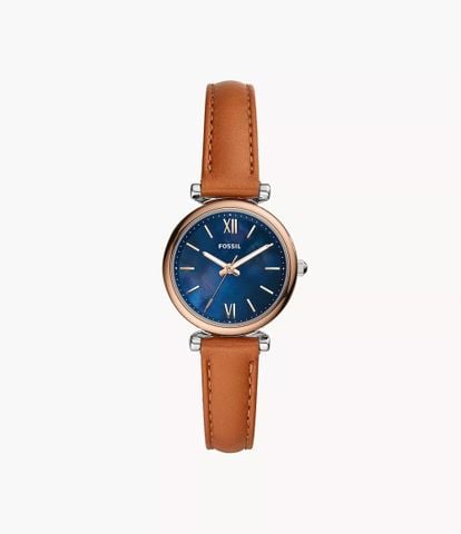 Đồng hồ nữ Fossil Carlie Mini dây da, mặt 28 MM, màu nâu, ES4701