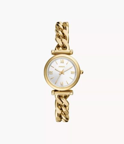 Đồng hồ nữ Fossil CARLIE ES5329 dây thép không gỉ, mặt 28MM, màu vàng, kim dạ quang và cọc số La Mã