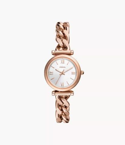 Đồng hồ nữ Fossil CARLIE ES5330 chính hãng, mặt 28MM - màu vàng hồng, kim dạ quang
