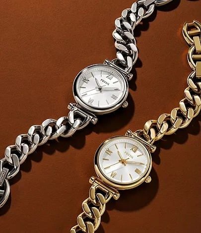 Đồng hồ nữ Fossil CARLIE ES5331 dây thép không gỉ, mặt 28MM, màu bạc, kim dạ quang và cọc số La Mã