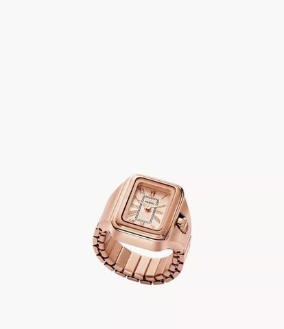 Nhẫn đồng hồ nữ Fossil RAQUEL WATCH RING ES5345 mặt 14MM dây thép không gỉ - màu vàng hồng