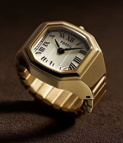 Nhẫn Đồng hồ Nữ Fossil Harlow, 16MM, dây kim loại, màu vàng, mặt Trắng, thép không gỉ ES5446
