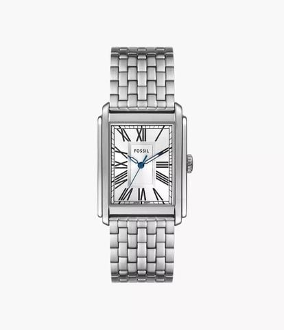 Đồng hồ nam Fossil Carraway dây thép không gỉ, mặt 30 MM, màu bạc, FS6008