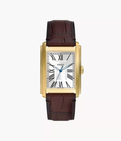 Đồng hồ nam Fossil Carraway dây da, mặt chữ nhật 30 MM, màu nâu, FS6011