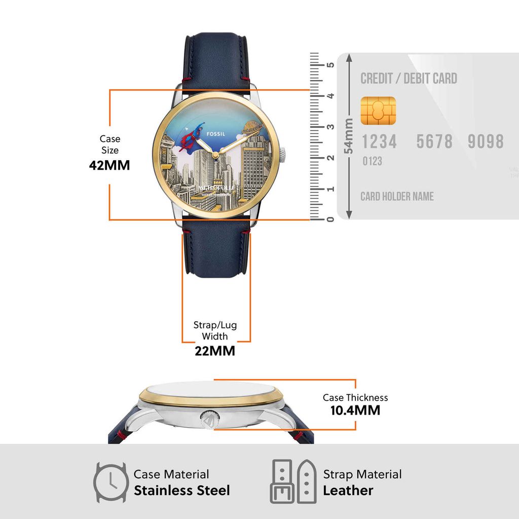 Đồng hồ Nam Fossil Superman dây da 42 MM mặt  nhiều màu LE1208SET