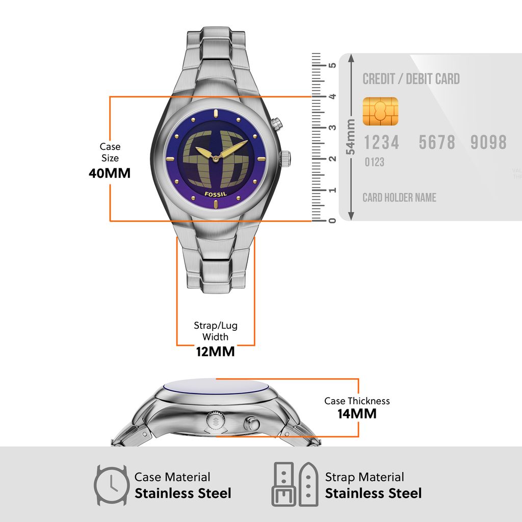 Đồng hồ Fossil Y2K Big Tic Nam dây Thép không rỉ màu Bạc mặt màu Negative Display 40 MM LE1228 - Digital Watch