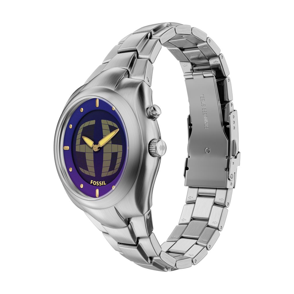 Đồng hồ Fossil Y2K Big Tic Nam dây Thép không rỉ màu Bạc mặt màu Negative Display 40 MM LE1228 - Digital Watch