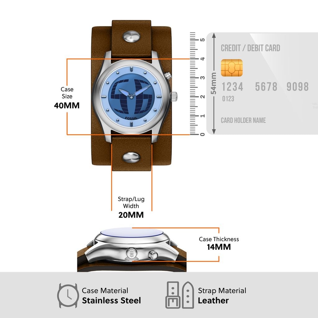 Đồng hồ Fossil Y2K Big Tic Nam dây Da màu Nâu mặt màu Positive Display 40 MM LE1229 - Digital Watch